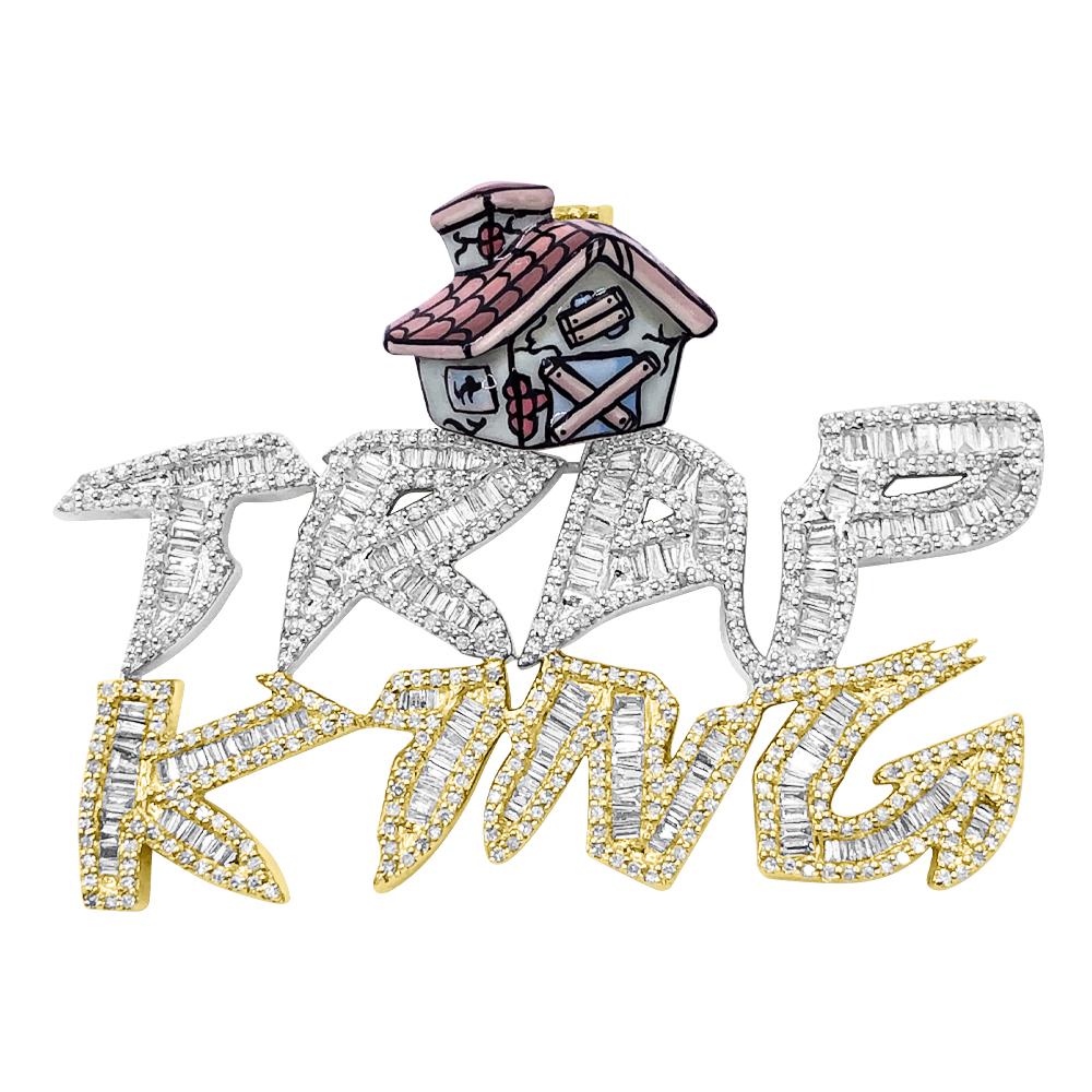 TRAP KING Baguette Diamond Pendant 2.65cttw 2 Tone 10K Gold HipHopBling