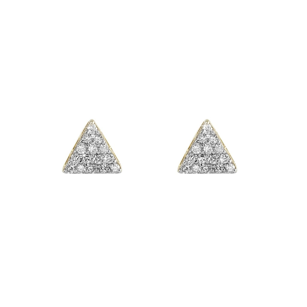 Triangle Pave Diamond Earrings .29cttw 10K Yellow Gold HipHopBling
