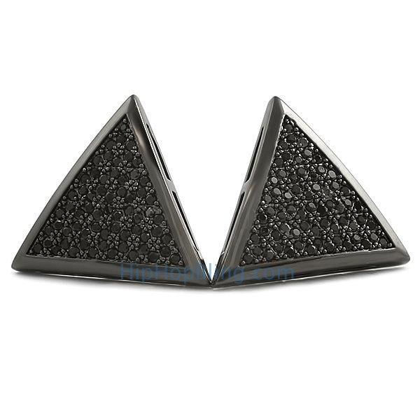 Triangle XL Black CZ Bling Bling Earrings HipHopBling