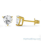 Trillion Cut CZ Stud Earrings Gold .925 Silver 4MM HipHopBling