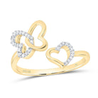 Triple Heart Open Diamond Ring 10K Gold 10K Yellow Gold HipHopBling