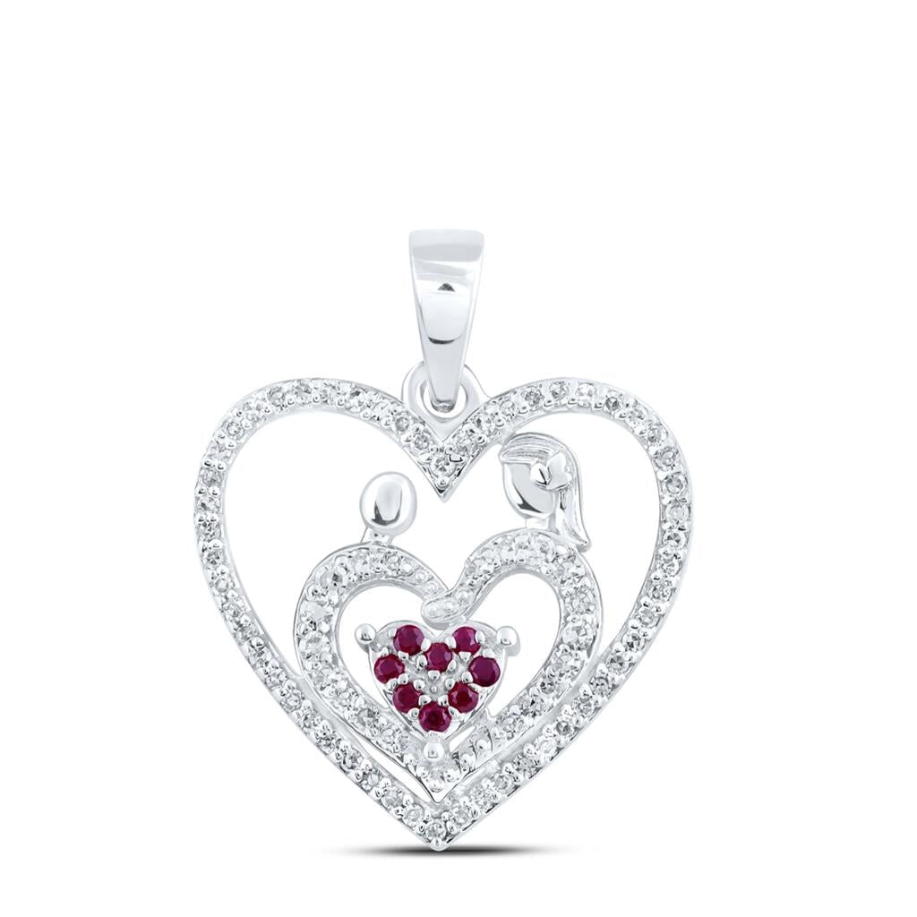 Triple Heart Ruby Diamond Pendant 10K Gold 10K White Gold HipHopBling