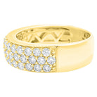 Triple Row 2.30cttw Diamond Ring 14K Yellow Gold HipHopBling