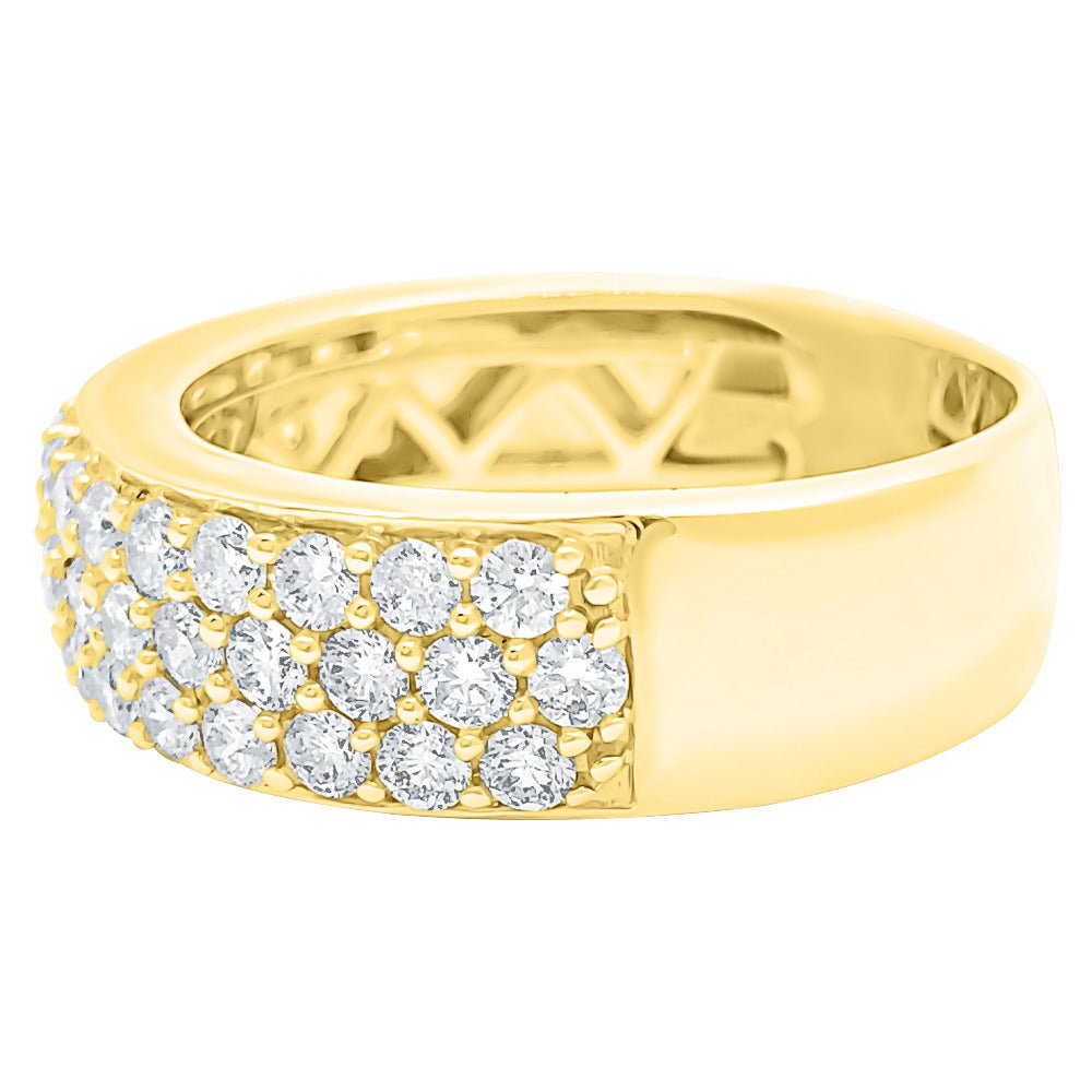 Triple Row 2.30cttw Diamond Ring 14K Yellow Gold HipHopBling
