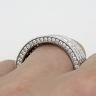 Triple Row CZ Eternity Band Bling Bling Ring in Rhodium 7 HipHopBling