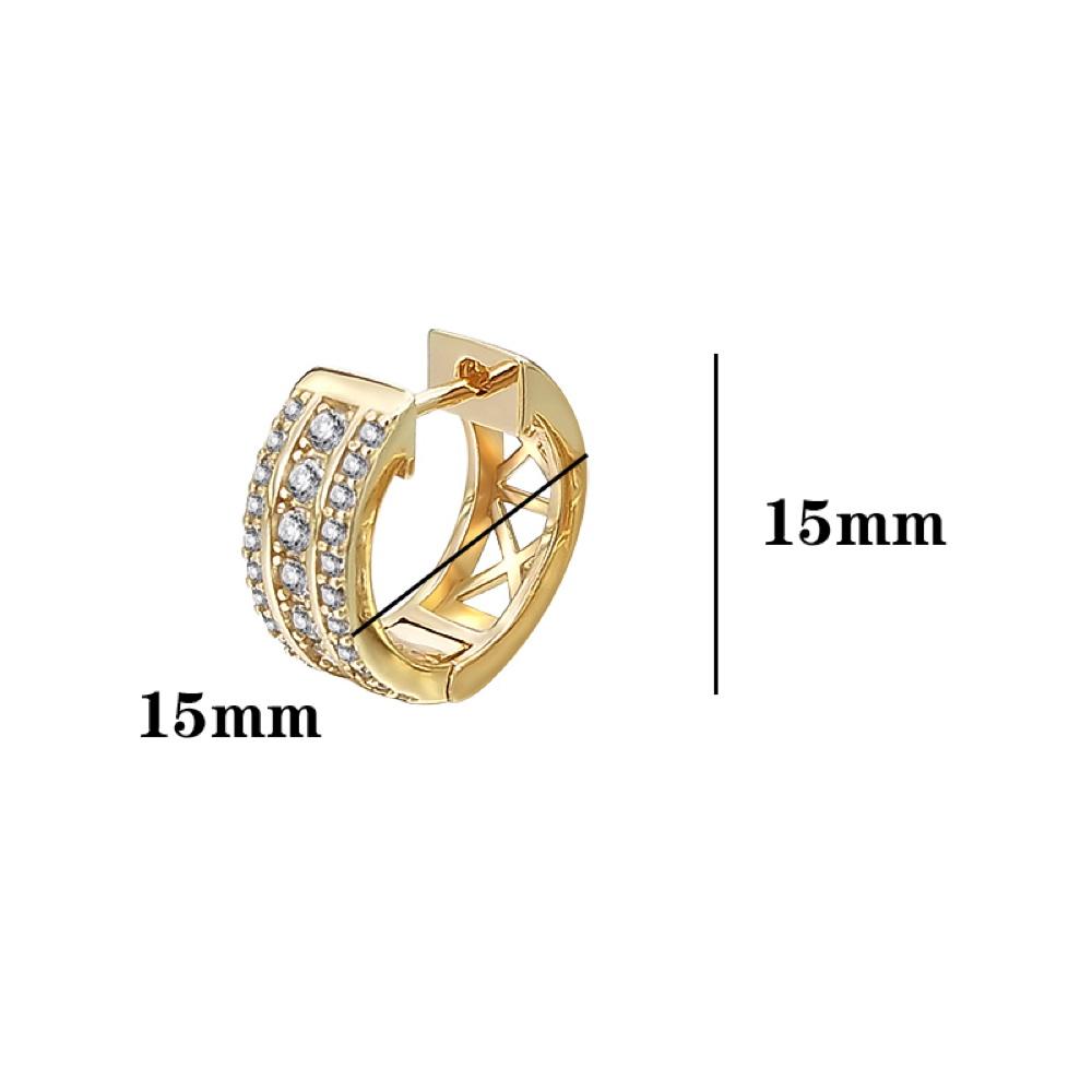 Triple Row CZ Huggie Hoop Iced Out Earrings .925 Silver White Gold HipHopBling