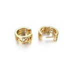 Triple Row CZ Huggie Hoop Iced Out Earrings .925 Silver White Gold HipHopBling