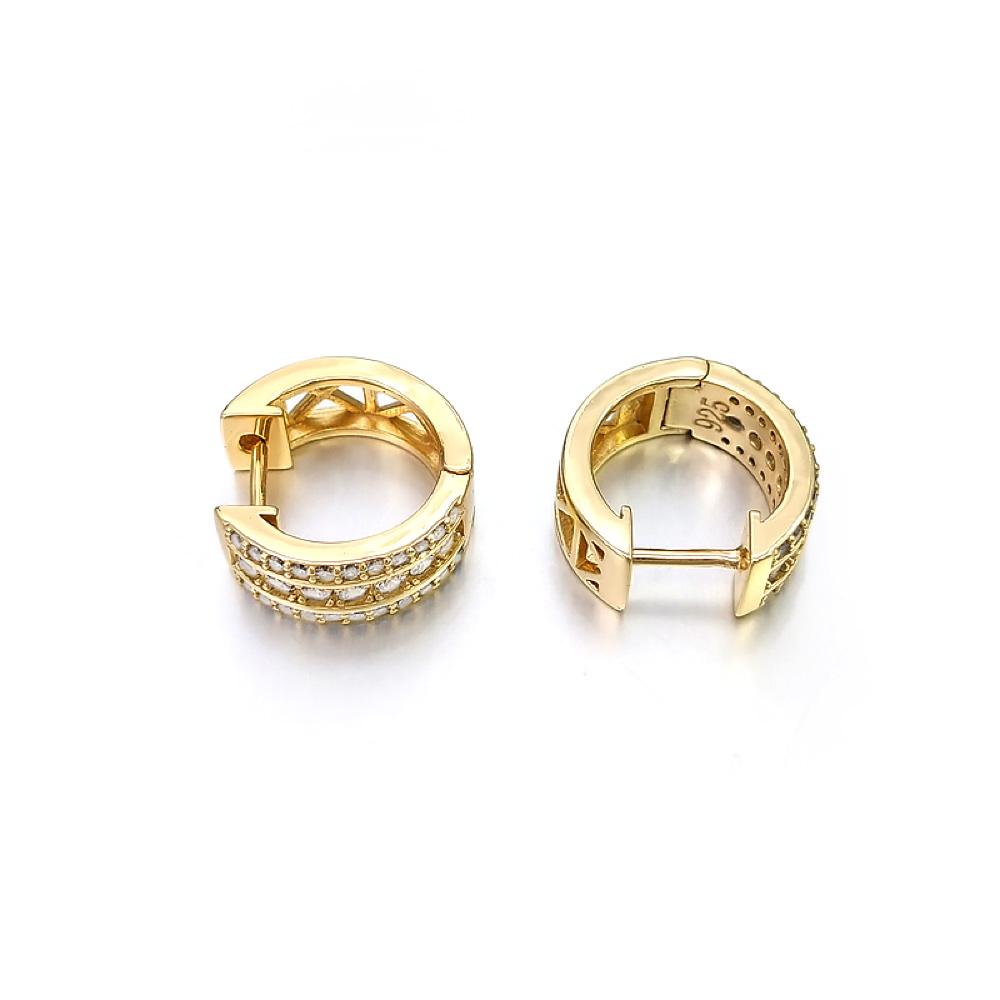 Triple Row CZ Huggie Hoop Iced Out Earrings .925 Silver White Gold HipHopBling
