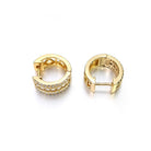 Triple Row CZ Huggie Hoop Iced Out Earrings .925 Silver White Gold HipHopBling