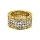 Triple Row Princess Cut Eternity Band Gold Mens CZ Bling Ring 7 HipHopBling