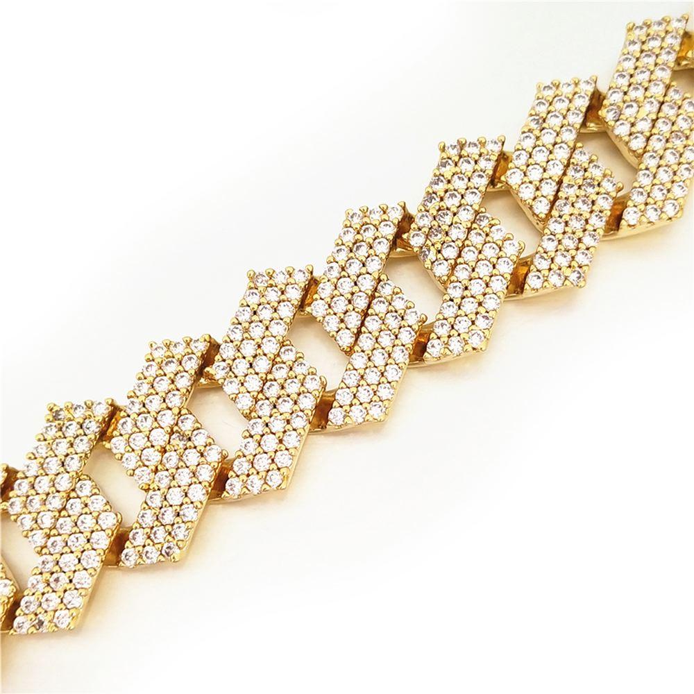 Triple Sharp Cuban 19MM Bling Bling Bracelet White Gold HipHopBling