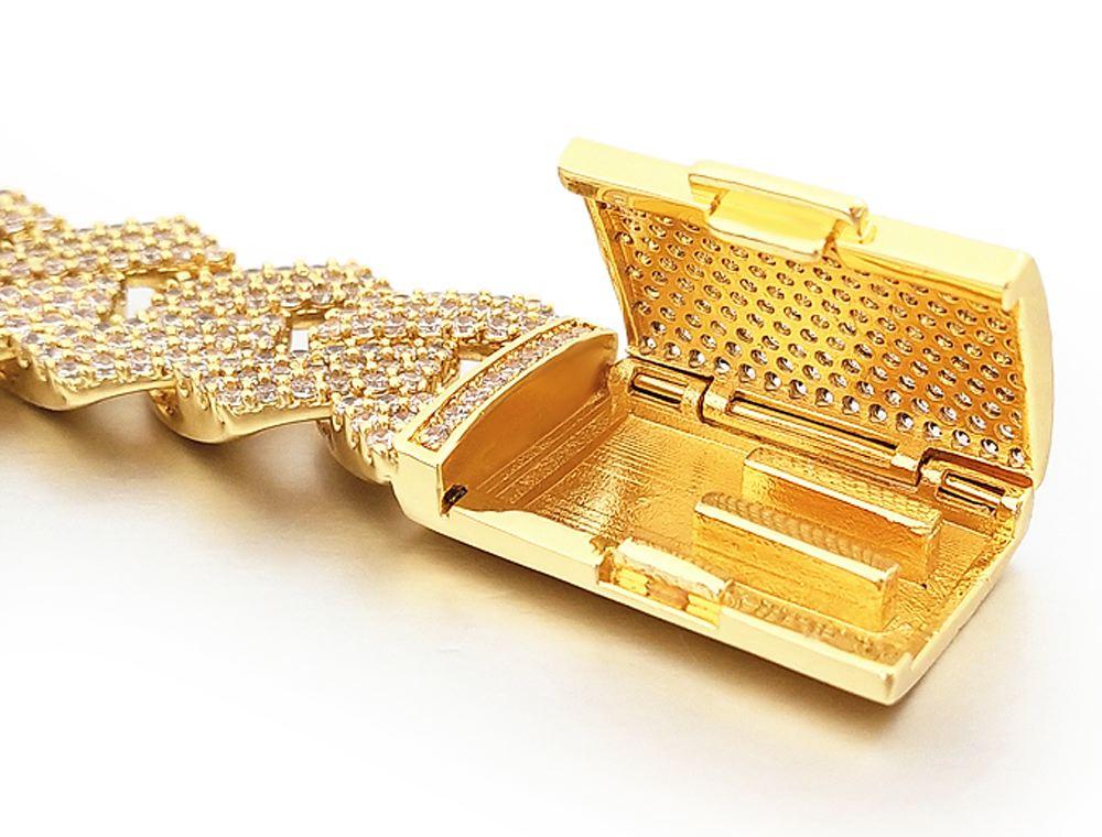 Triple Sharp Cuban 19MM Bling Bling Bracelet White Gold HipHopBling