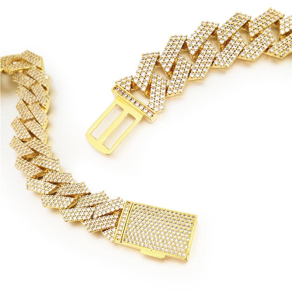 Triple Sharp Cuban 19MM Bling Bling Bracelet White Gold HipHopBling