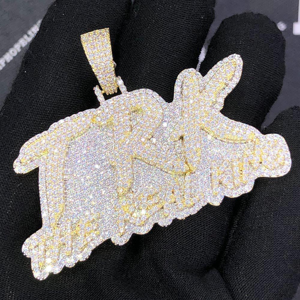 TRK The Real King VVS CZ Hip Hop Iced Out Pendant Yellow Gold HipHopBling
