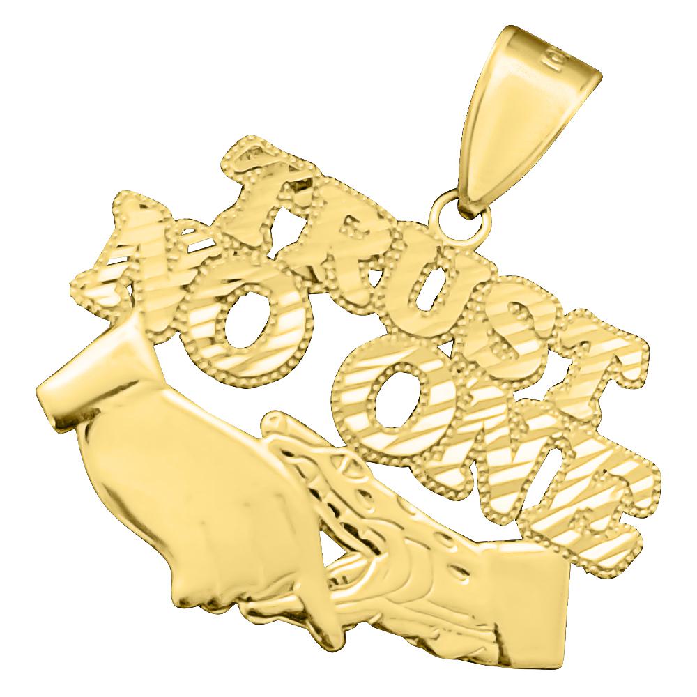 Trust No One 10K Yellow Gold Pendant HipHopBling