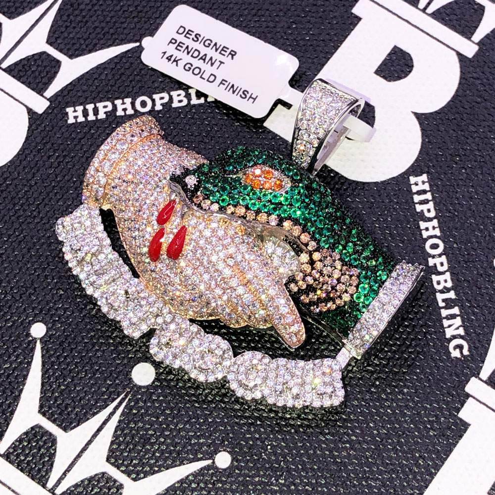 Trust No One CZ Hip Hop Bling Bling Pendant White Gold HipHopBling
