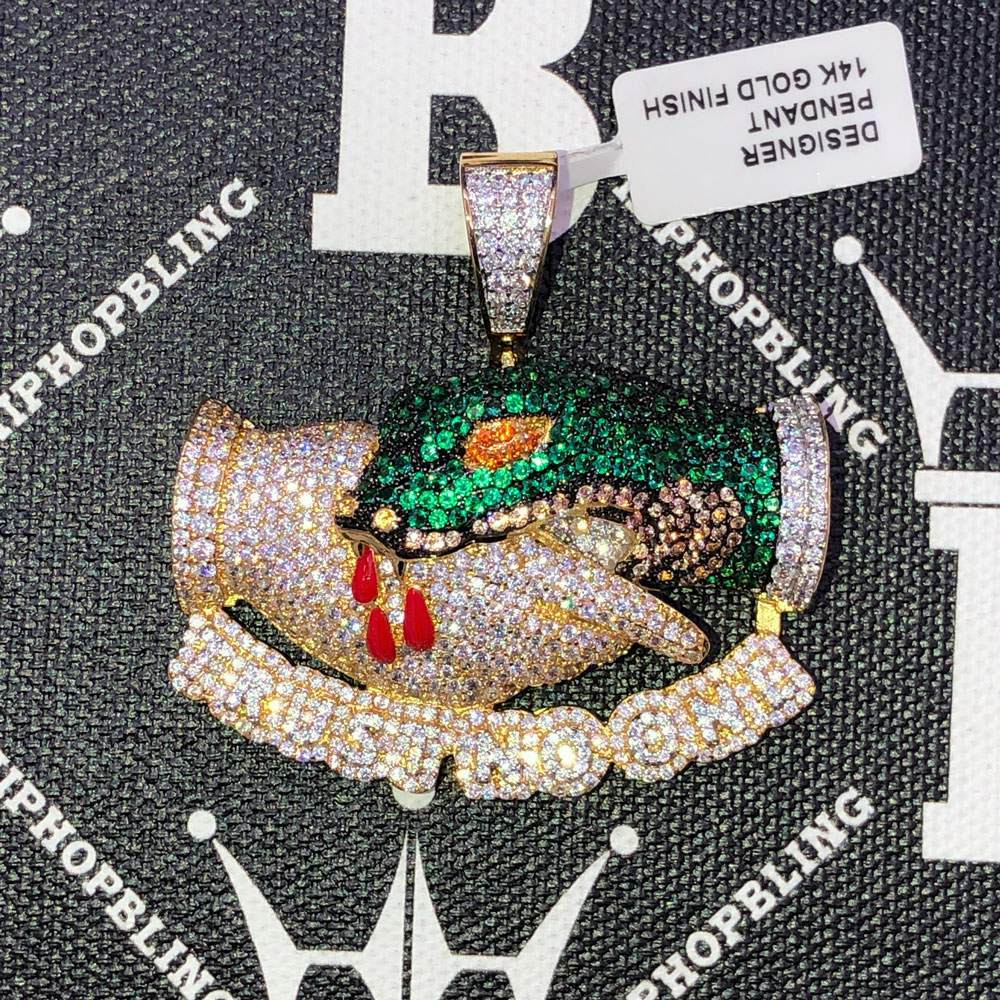 Trust No One CZ Hip Hop Bling Bling Pendant White Gold HipHopBling