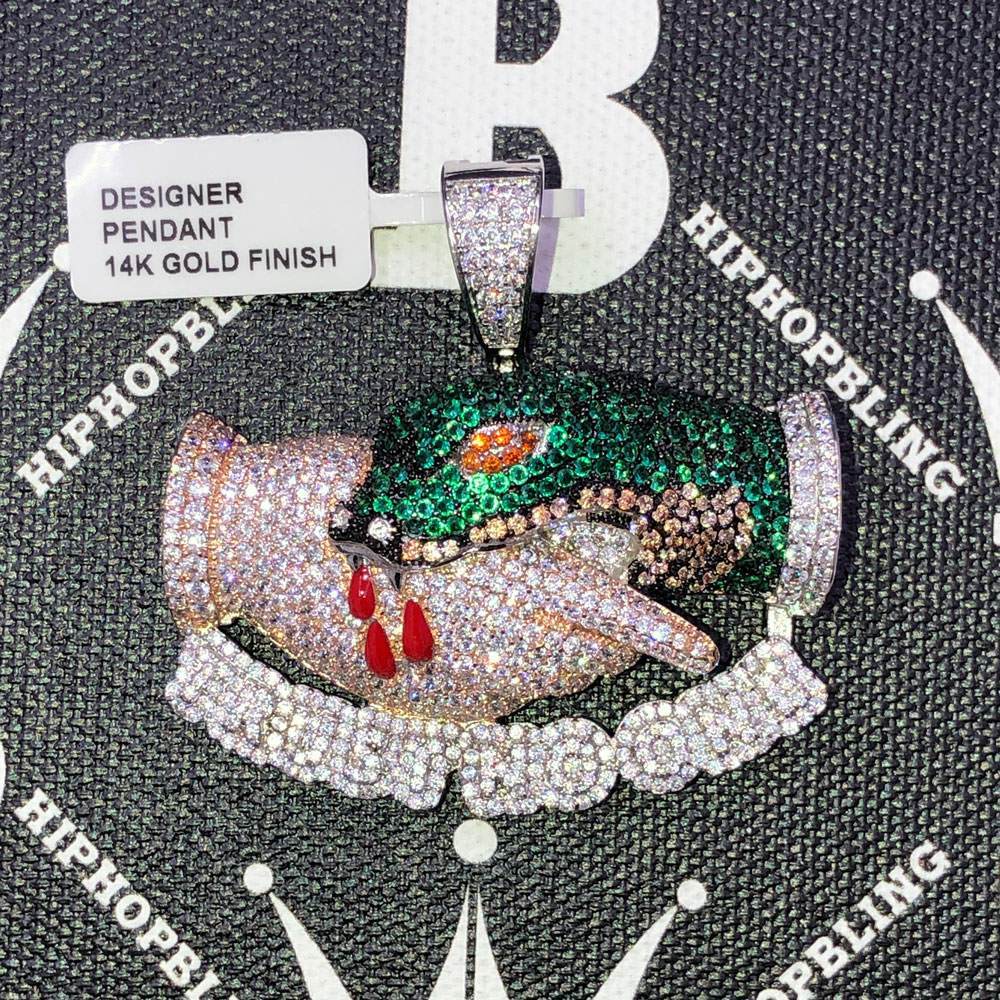 Trust No One CZ Hip Hop Bling Bling Pendant White Gold HipHopBling