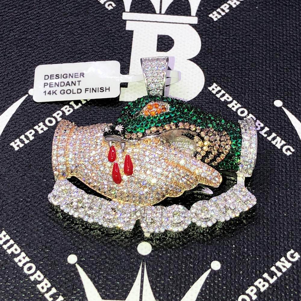 Trust No One CZ Hip Hop Bling Bling Pendant White Gold HipHopBling