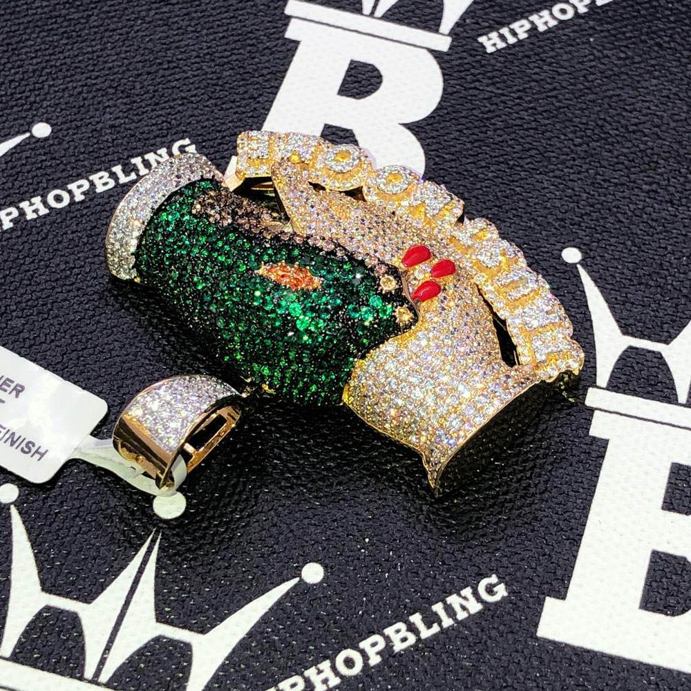 Trust No One CZ Hip Hop Bling Bling Pendant Yellow Gold HipHopBling