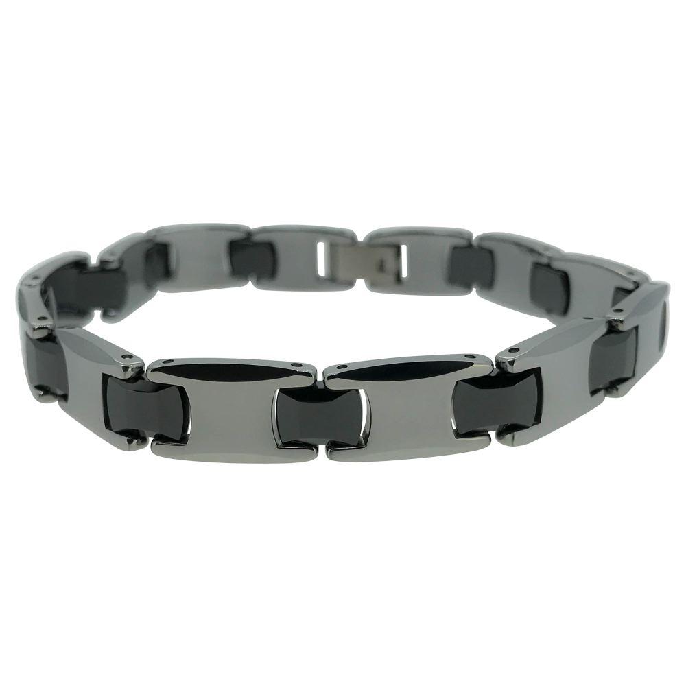 Tungsten Alternating Black Link Bracelet HipHopBling