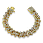 Turkish Cuban 14MM Wide CZ Bling Bling Bracelet Yellow Gold 7" HipHopBling