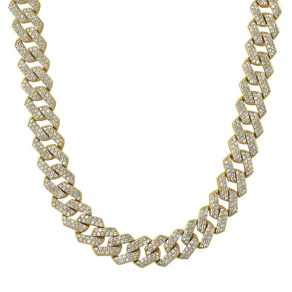 Turkish Cuban Bling Bling Chain 14MM White / Yellow Gold Yellow Gold 18" HipHopBling