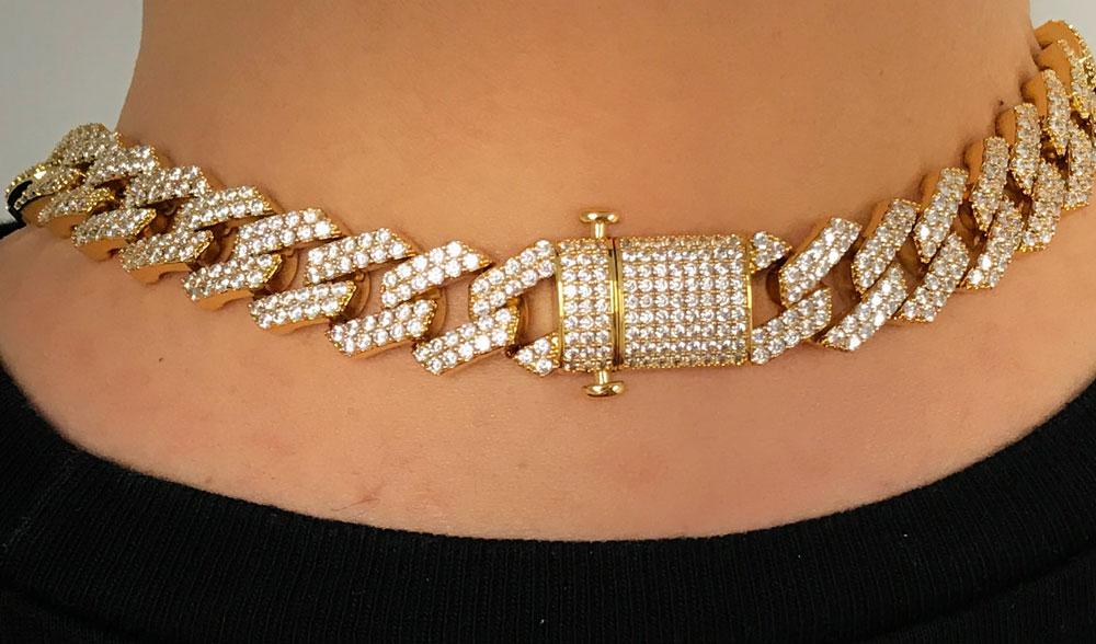 Turkish Cuban Bling Bling Chain 14MM White / Yellow Gold Yellow Gold 18" HipHopBling