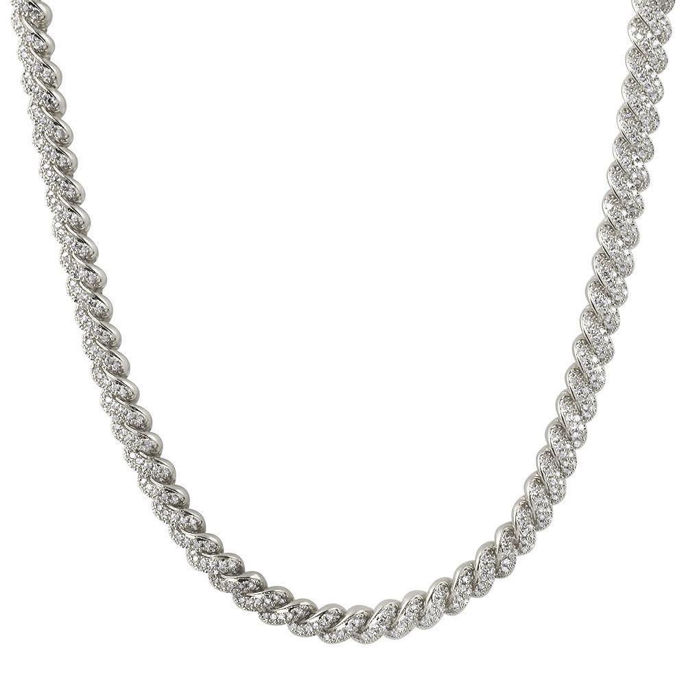 Twisted Rope CZ Bling Bling Iced Out Chain White Gold 18" HipHopBling