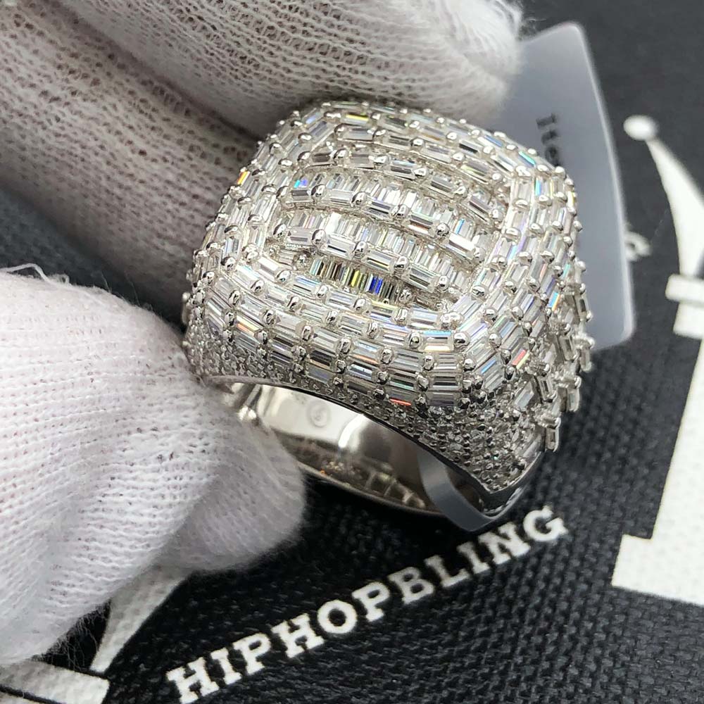 Ultimate Emerald Cut Iced Out VVS Moissanite Ring .925 Sterling Silver 7 HipHopBling