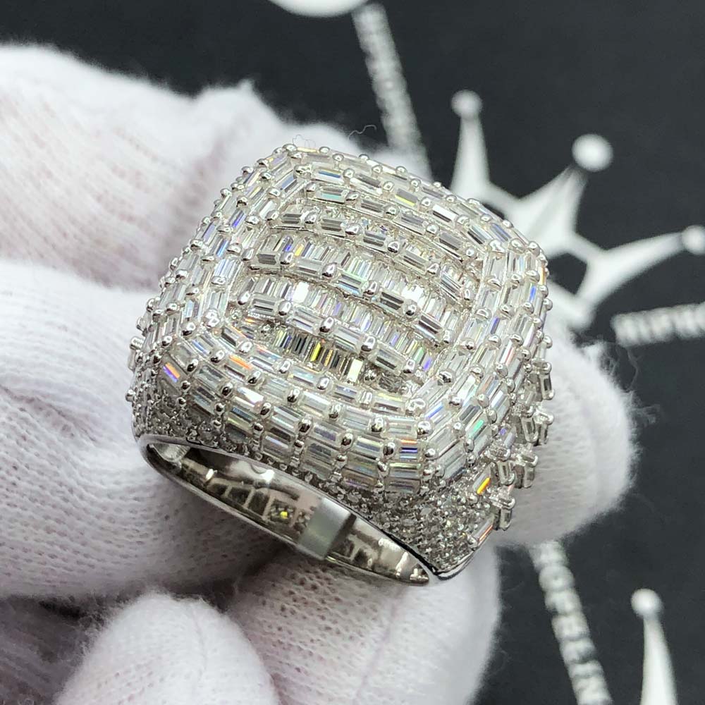Ultimate Emerald Cut Iced Out VVS Moissanite Ring .925 Sterling Silver 7 HipHopBling
