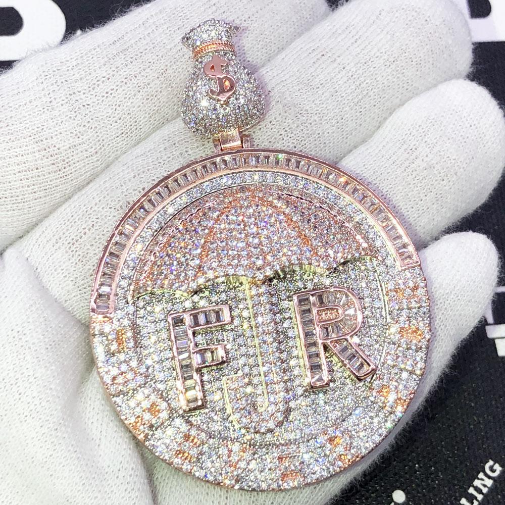 Umbrella Forever Rich VVS CZ Hip Hop Iced Out Pendant Yellow Gold HipHopBling