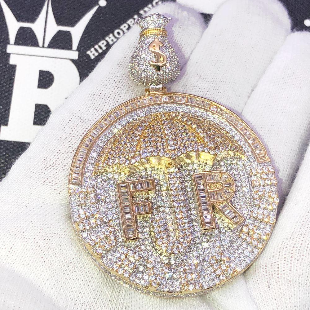 Umbrella Forever Rich VVS CZ Hip Hop Iced Out Pendant Yellow Gold HipHopBling