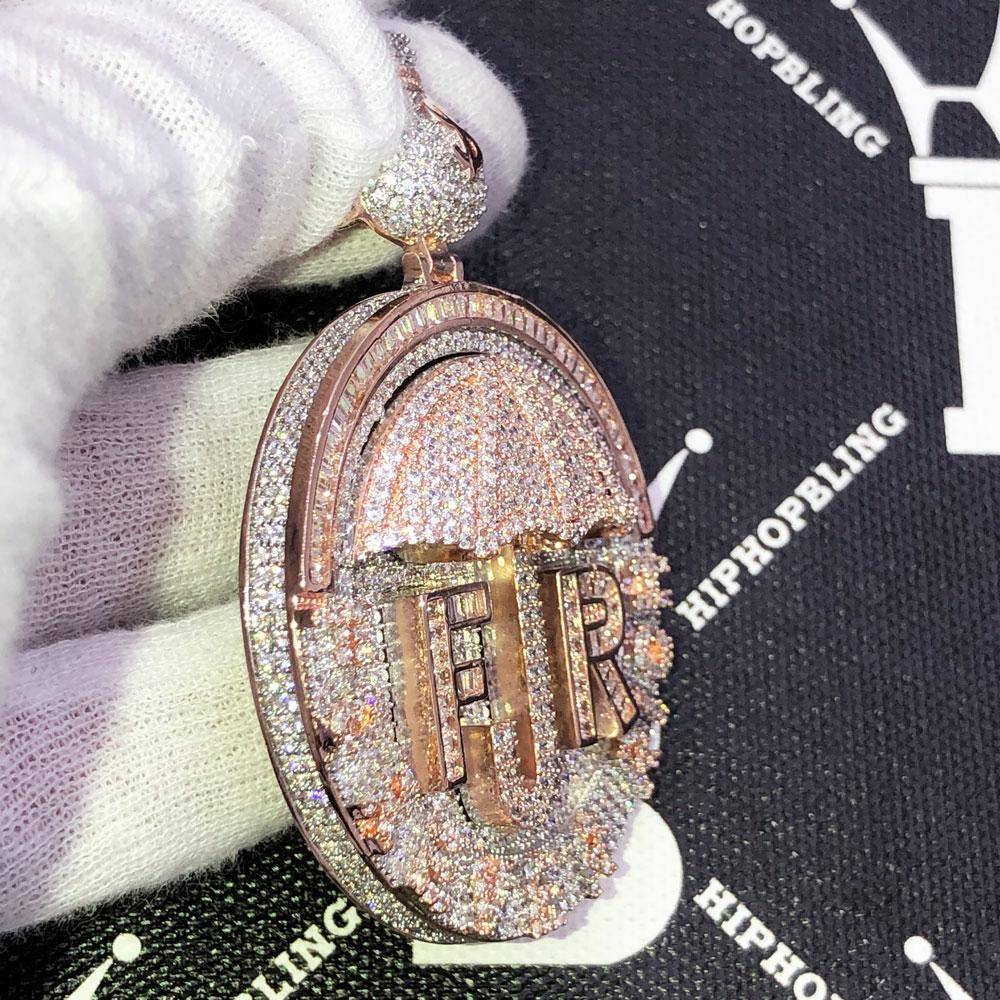 Umbrella Forever Rich VVS CZ Hip Hop Iced Out Pendant Yellow Gold HipHopBling