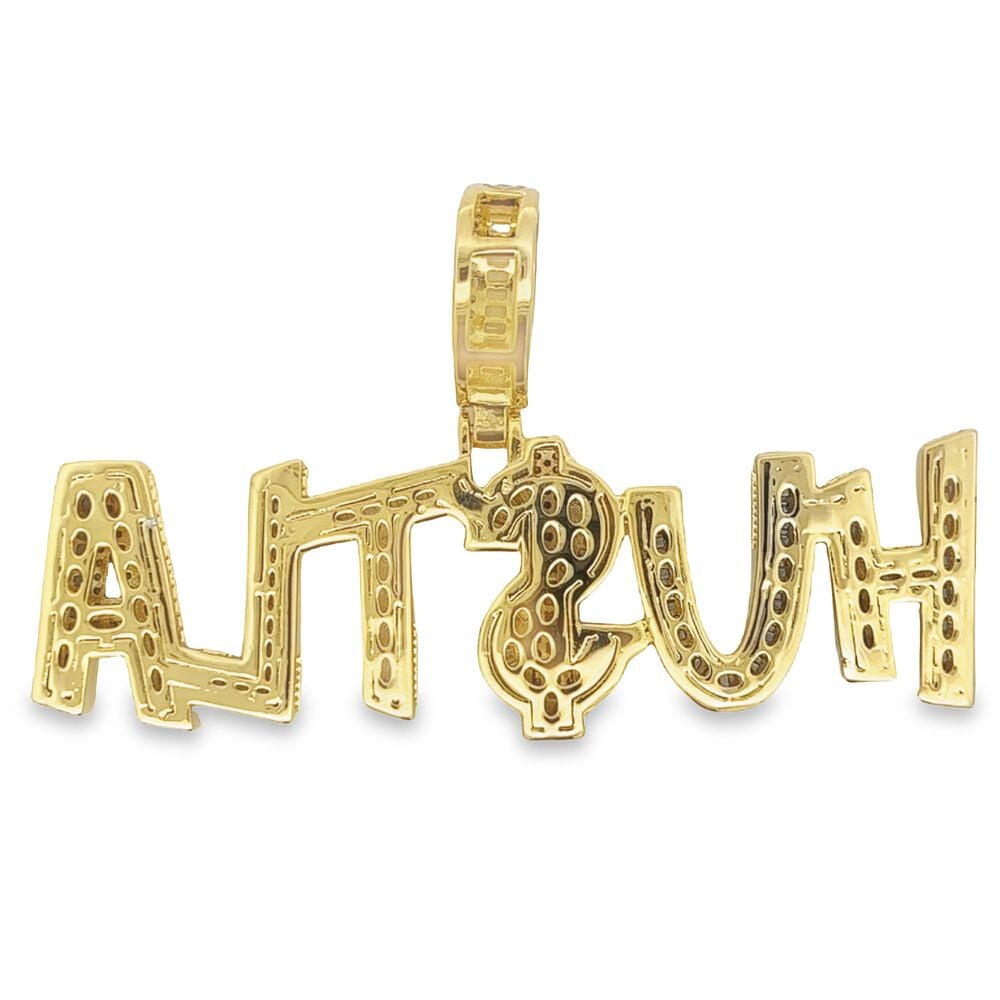 V2 HU$TLA 3D Baguette VVS CZ Hip Hop Iced Out Pendant HipHopBling