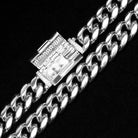 VVS Moissanite Miami Cuban Chain Steel / .925 Silver 8MM White Gold 18" HipHopBling