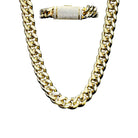 VVS Moissanite Miami Cuban Chain Steel / .925 Silver 8MM White Gold 18" HipHopBling