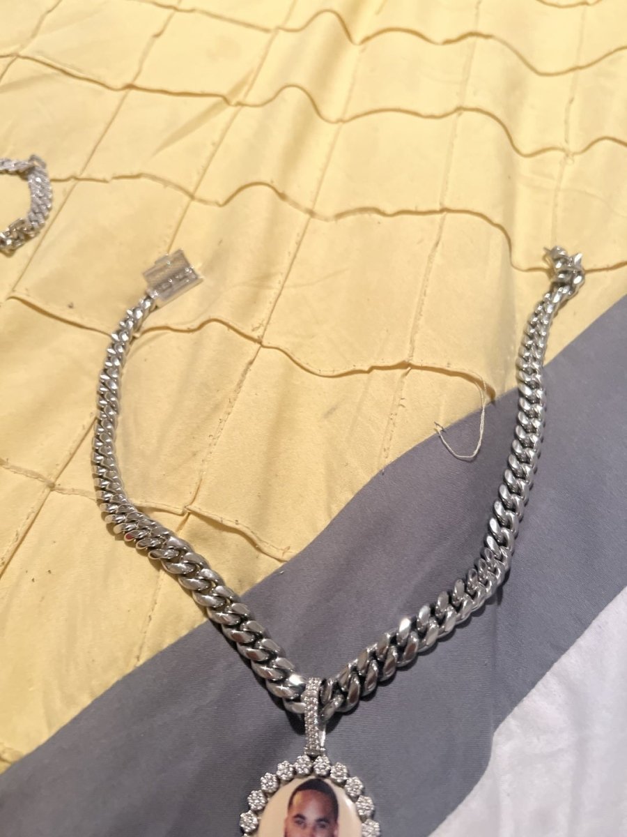VVS Moissanite Miami Cuban Chain Steel / .925 Silver 8MM White Gold 18" HipHopBling