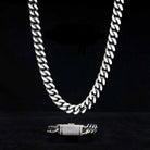 VVS Moissanite Miami Cuban Chain Steel / .925 Silver 8MM White Gold 18" HipHopBling