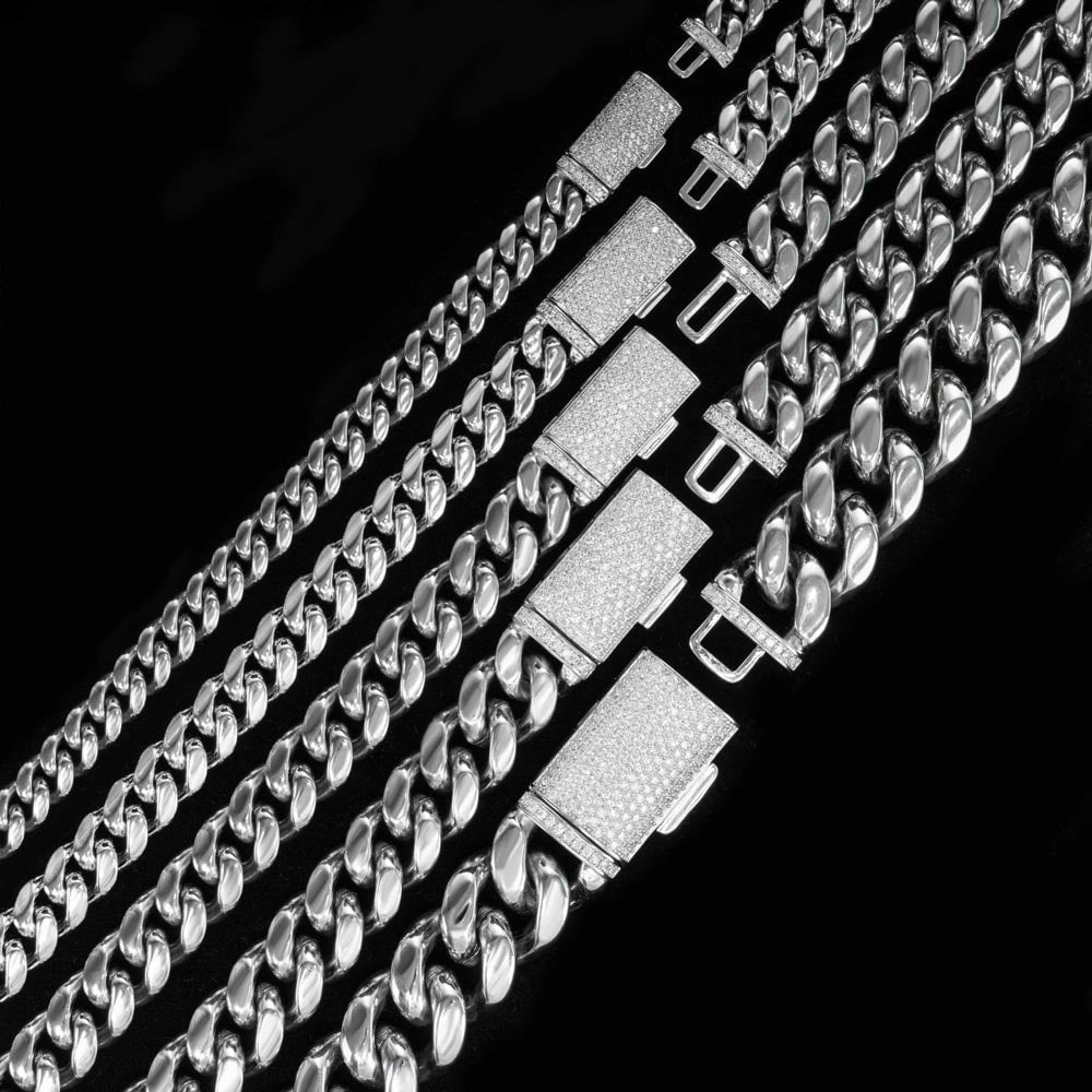 VVS Moissanite Miami Cuban Chain Steel / .925 Silver 8MM Yellow Gold 7" Bracelet HipHopBling