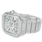VVS Skeleton Moissanite Iced Out Auto Square Steel Watch Yellow Gold HipHopBling