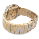 VVS Skeleton Moissanite Iced Out Auto Square Steel Watch Yellow Gold HipHopBling