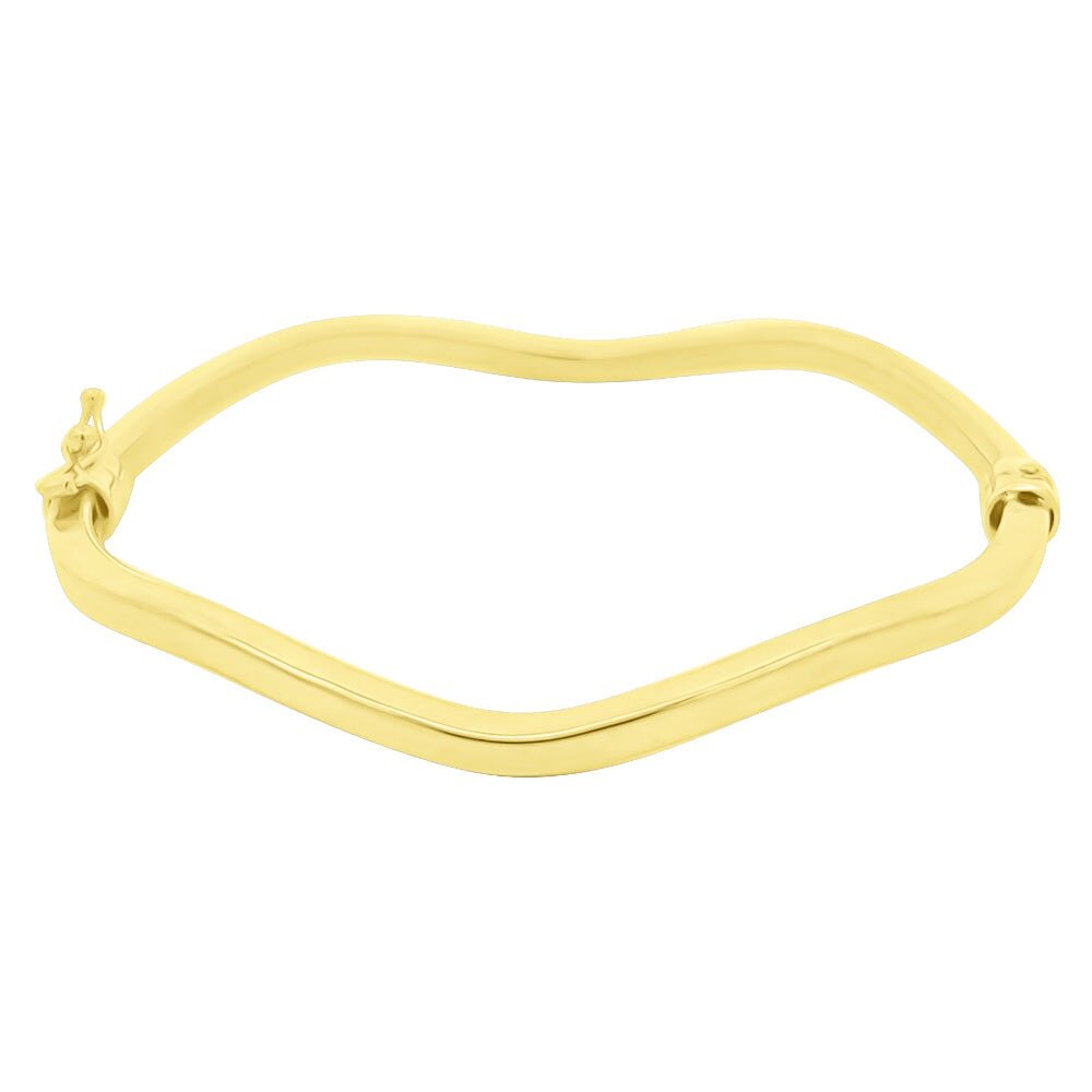 Wavy Solid 10K Gold Women's Bangle 10K Yellow Gold HipHopBling
