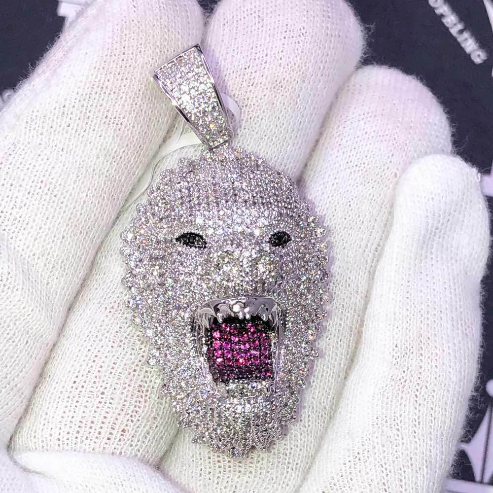Wild Animal CZ Hip Hop Bling Bling Pendant White Gold HipHopBling