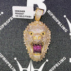 Wild Animal CZ Hip Hop Bling Bling Pendant Yellow Gold HipHopBling