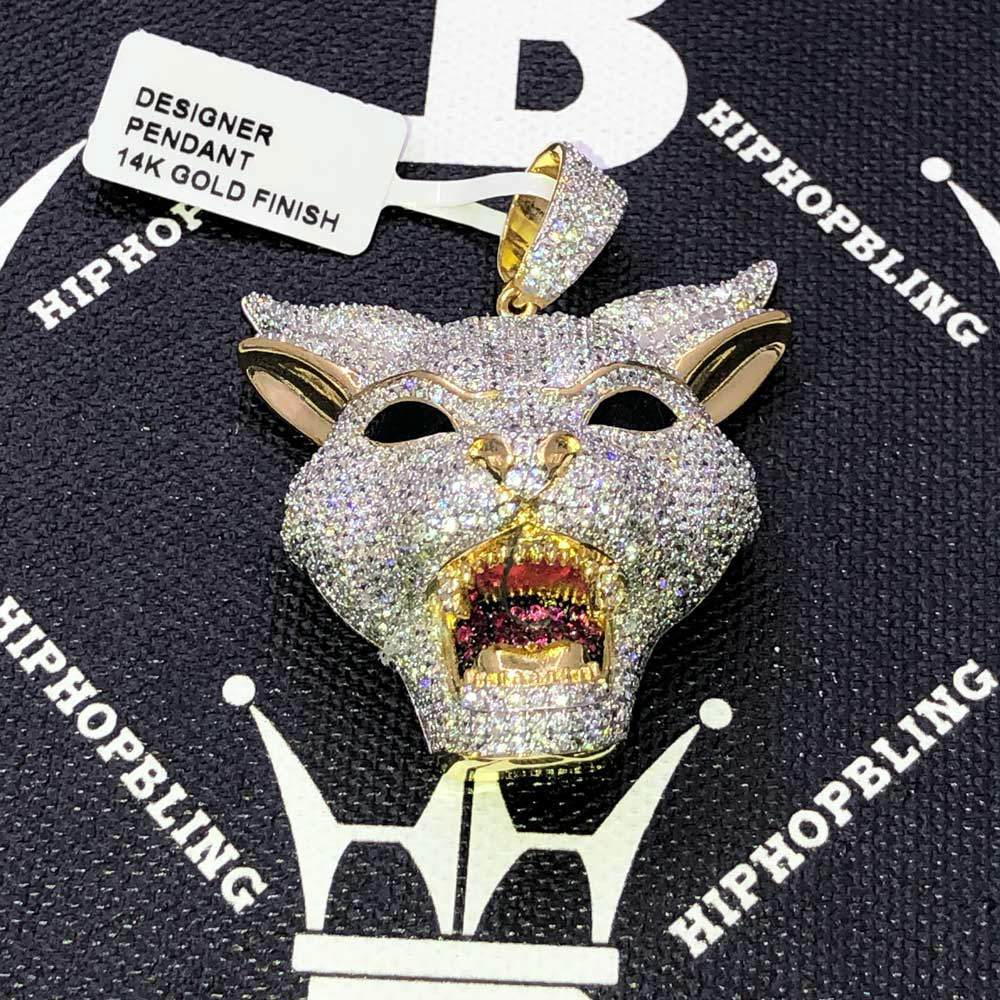 Wolf with Horns CZ Hip Hop Bling Bling Pendant HipHopBling