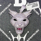 Wolf with Horns CZ Hip Hop Bling Bling Pendant White Gold HipHopBling