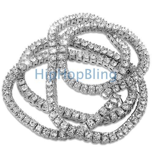 Womens 1 Row Bling Bling Tennis Necklace 16 Inches HipHopBling