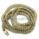 Womens Gold 1 Row Bling Tennis Necklace 16 Inches HipHopBling