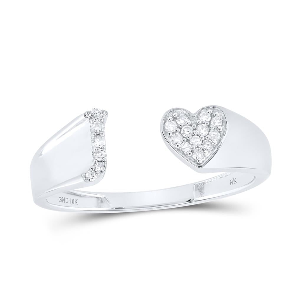 Womens Initial Letter Heart Diamond Ring 10K Gold J 10K White Gold HipHopBling